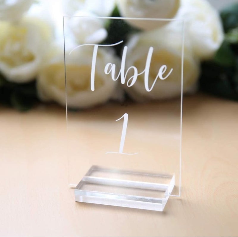 Toolsure 20 Pack Acrylic Sign Holders, Clear Acrylic Sign Stand,Acrylic Table Number Holder for Wedding Table Number/Sign/Car - Image 3